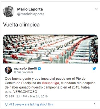 El posteo en Twitter del