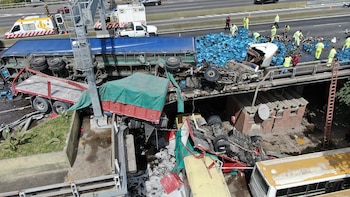 El camión que trasladaba cerveza