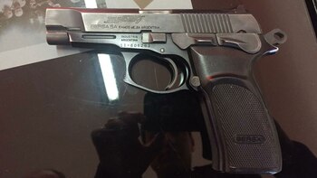 Una de las pistolas reglamentarias