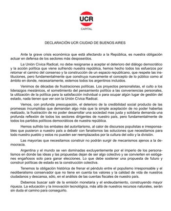 Fragmento de la declaración de