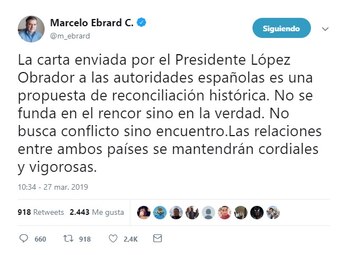 El canciller mexicano Marcelo Ebrad