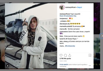 Un posteo del trapero argentino Duki