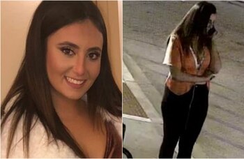 A la izquierda, una fotografía que facilitó la familia para la búsqueda de Samantha Josephson. A la derecha, la imagen que distribuyó la policía y en la que aparece la estudiante minutos antes de desaparecer (Foto: especial/Columbia Police Department)