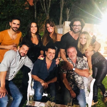 Con los amigos que festejaron