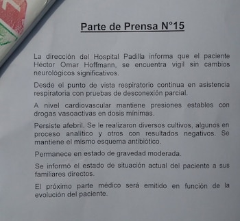 El parte médico que brindó el Hospital Ángel C. Padilla