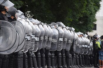 La Policía de la ciudad de Buenos Aires armó un cordón frente al ministerio de Desarrollo Social