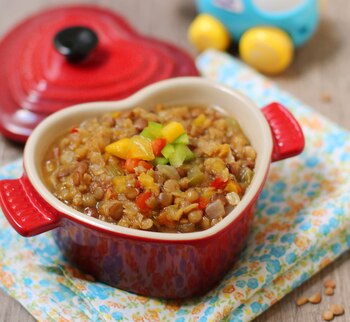 Guiso de lentejas multicolor