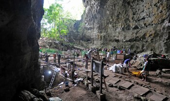 Excavaciones en la cueva de