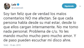 El mensaje que publicó Cande