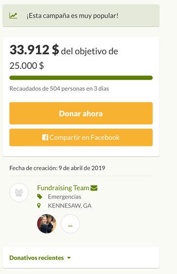 La campaña en “GoFundMe” sigue