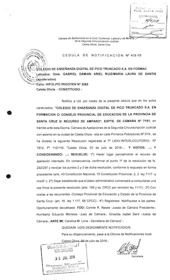La justicia aceptó la apelación