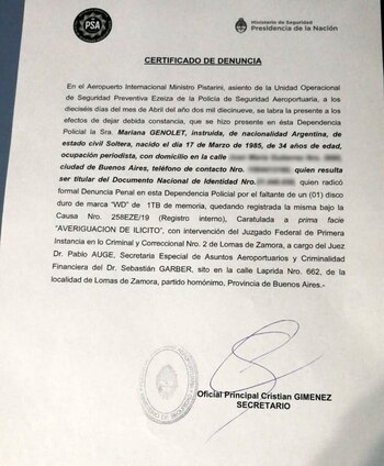 La denuncia presentada por Genolet