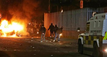 Petrol bombs are thrown at