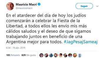 El presidente publicó un comentario