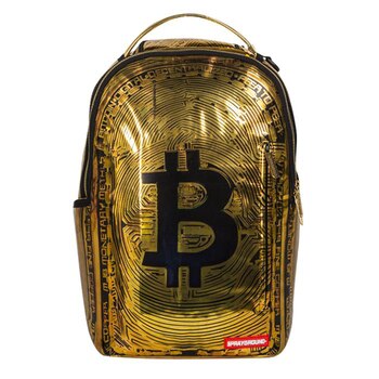 Mochila dorada con el símbolo