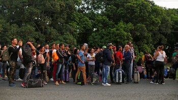 Migrantes cubanos en camino a