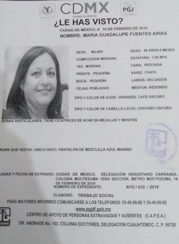 María Guadalupe estuvo tirada a