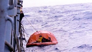 Una de las balsas del