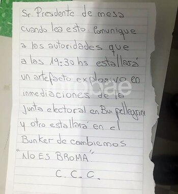 La amenaza que encontraron dentro de una urna