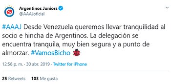 El posteo de Argentinos Juniors