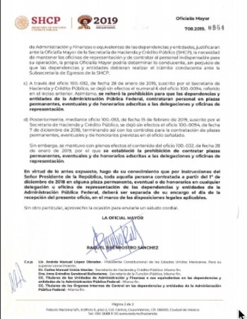 El comunicado de la Oficialia