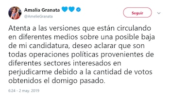 El tuit de Amalia Granata