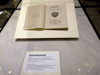 Ejemplar original de la Constitución Argentina de 1853. Foto: Gentileza Fundación para la Democracia.
