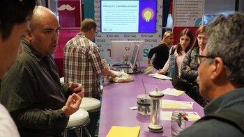 Germán Nagahama, en el stand