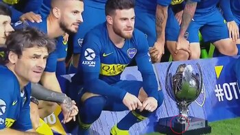 El trofeo de la Supercopa, sin la placa que identifica a River