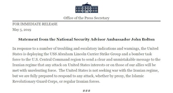 El comunicado de John Bolton
