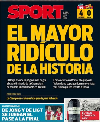 Sport, España: “El mayor ridículo