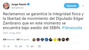 El tuit del canciller Faurie