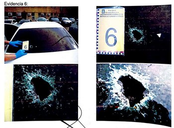 Disparo 6: la bala en el parabrisas.