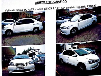 Imagen del expediente: así comienza la pericia al Toyota Etios.