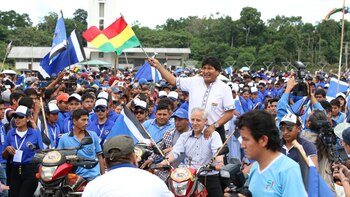 Evo Morales llegó al acto