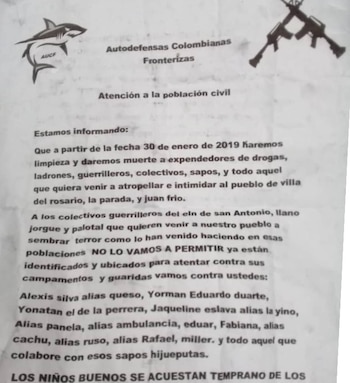 El comunicado de las Autodefensas