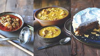 Salsa picante, locro y alfajor