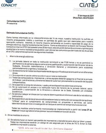 El comunicado del CIATEJ (Foto: Twitter)