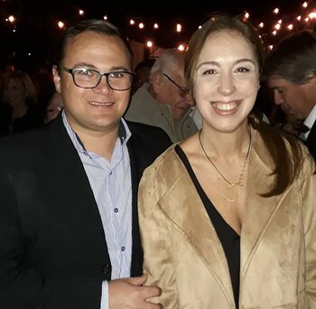 Maximiliano Pérez, de Entre Ríos, junto a María Eugenia Vidal en el festejo por los 50 de Bullrich