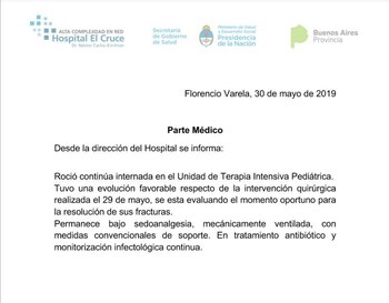 Rocío continúa mejorando