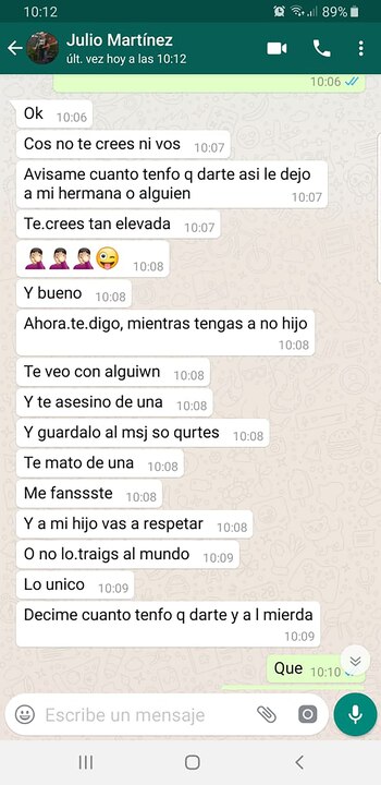 Chat con las amenazas de