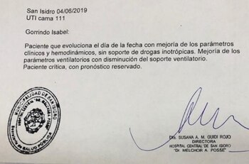 Nuevo parte médico sobre la
