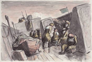 En el mar en una lancha en Normandía (Edward Ardizzone.© IWM)