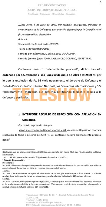 El documento que Hermida presentó en Tribunales para pedir al nulidad de la causa que Juan Darthés le inició a Anita Co