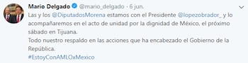 Los diputados (as) de Morena confirmaron su asistencia al mitín de AMLO en la frontera de México y Estados Unidos (Foto: Twitter)