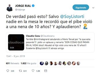 El mensaje en Twitter de