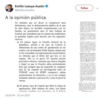 Emilio Lozoya dijo que no