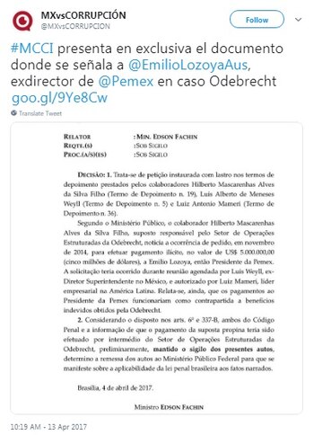 Acusación a Lozoya en caso