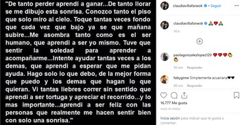 La publicación de Claudia en