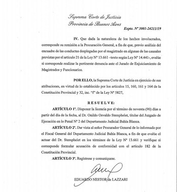 La resolución que difundió esta